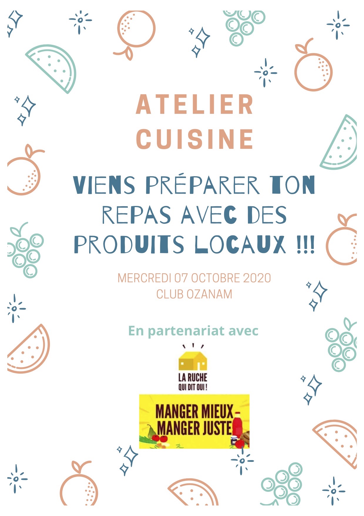 Affiche atelier cuisine